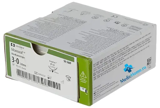 [SN763T] Fil_de_suture_MONOSOF_nylon_(NR)_3-0 3/8C 16MM_(36)_75CM